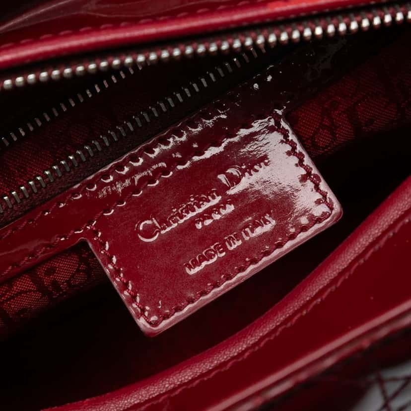 Dior Medium Patent Cannage Lady Dior Red Leather Good condition - Box View
