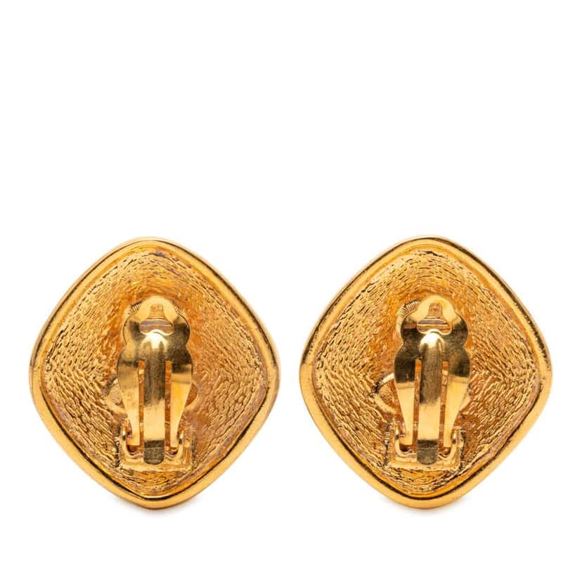 Chanel Gold Plated CC Clip On Earrings Gold Metal Very good condition - Back View