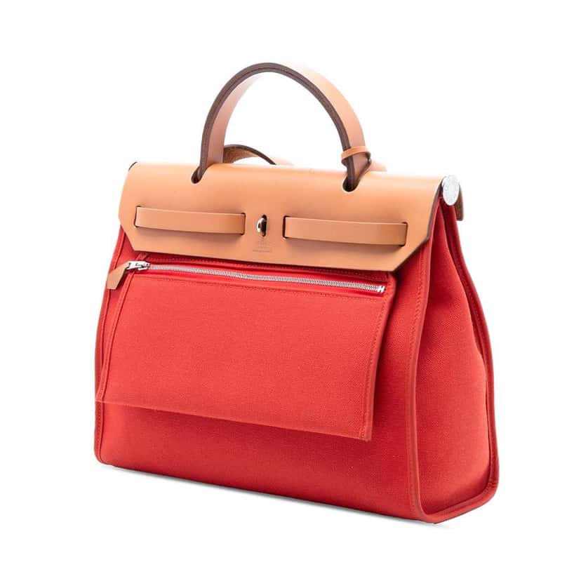 Hermès Toile Herbag Zip 31 Orange Canvas Good condition - Back View