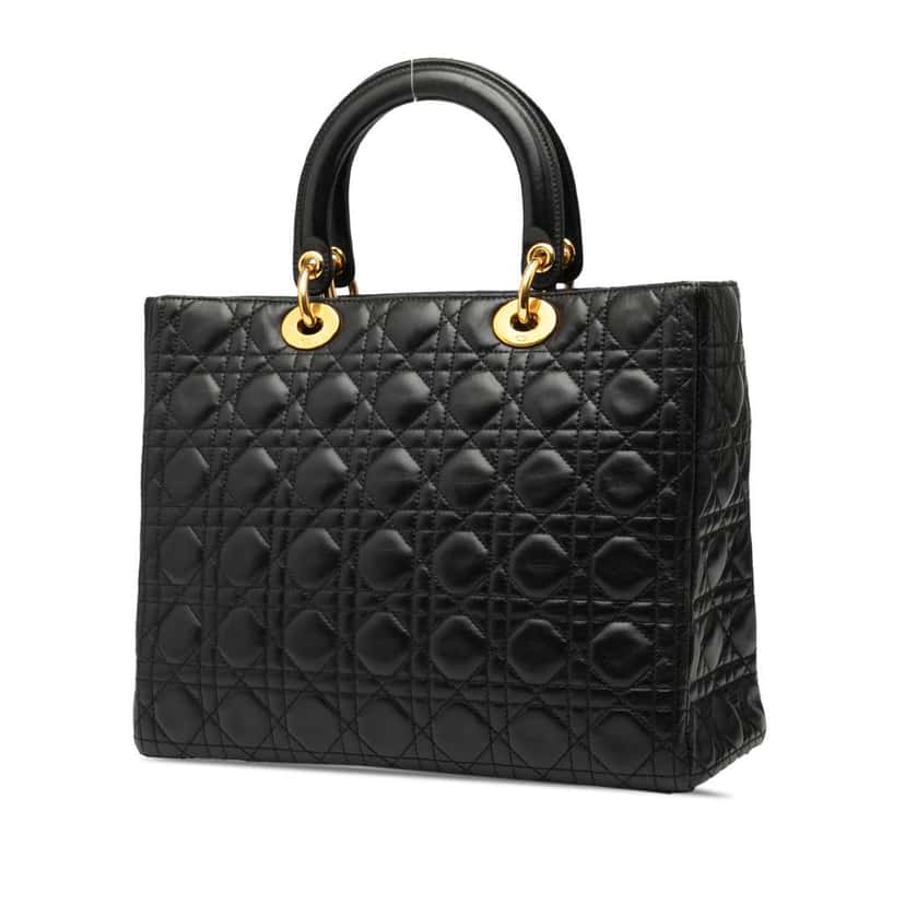 Dior Large Lambskin Cannage Lady Dior Black Leather Very good condition - Back View