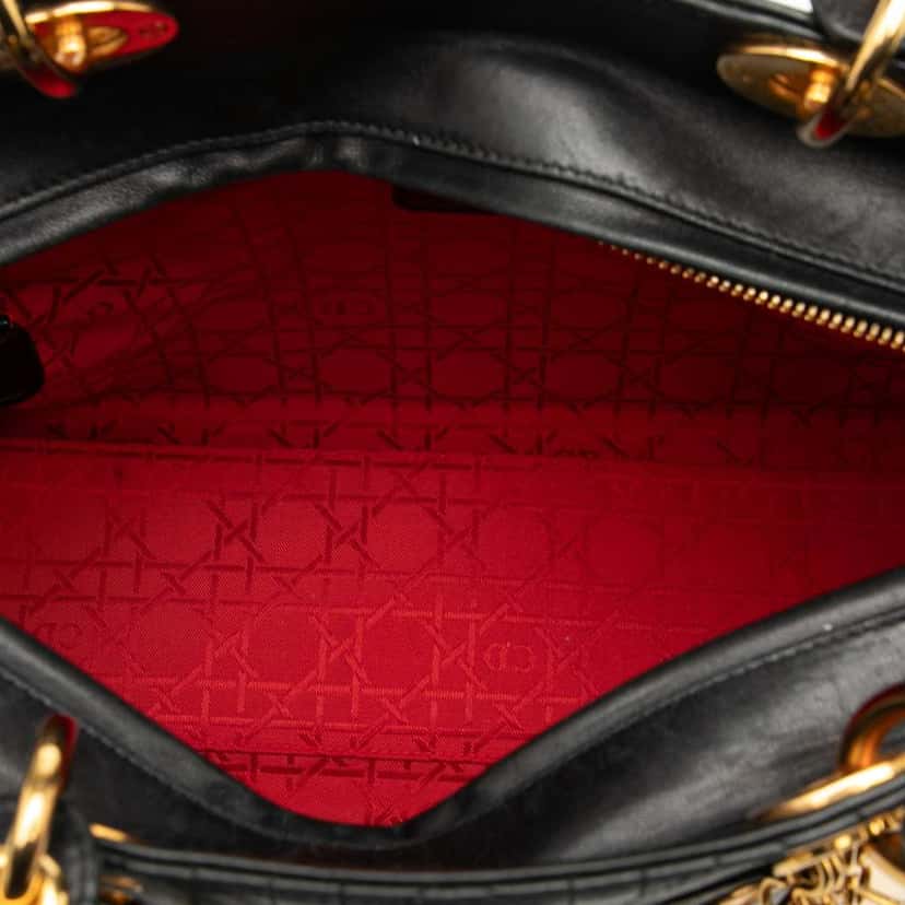 Dior Large Lambskin Cannage Lady Dior Black Leather Very good condition - Model View