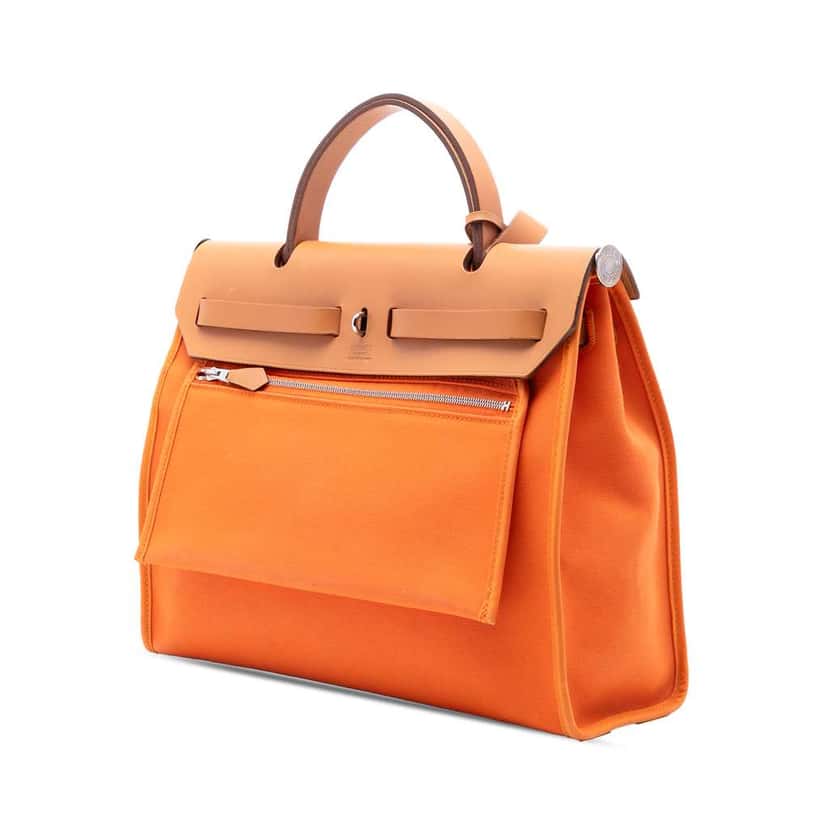 Hermès Toile Herbag Zip 31 Orange Canvas Good condition - Back View