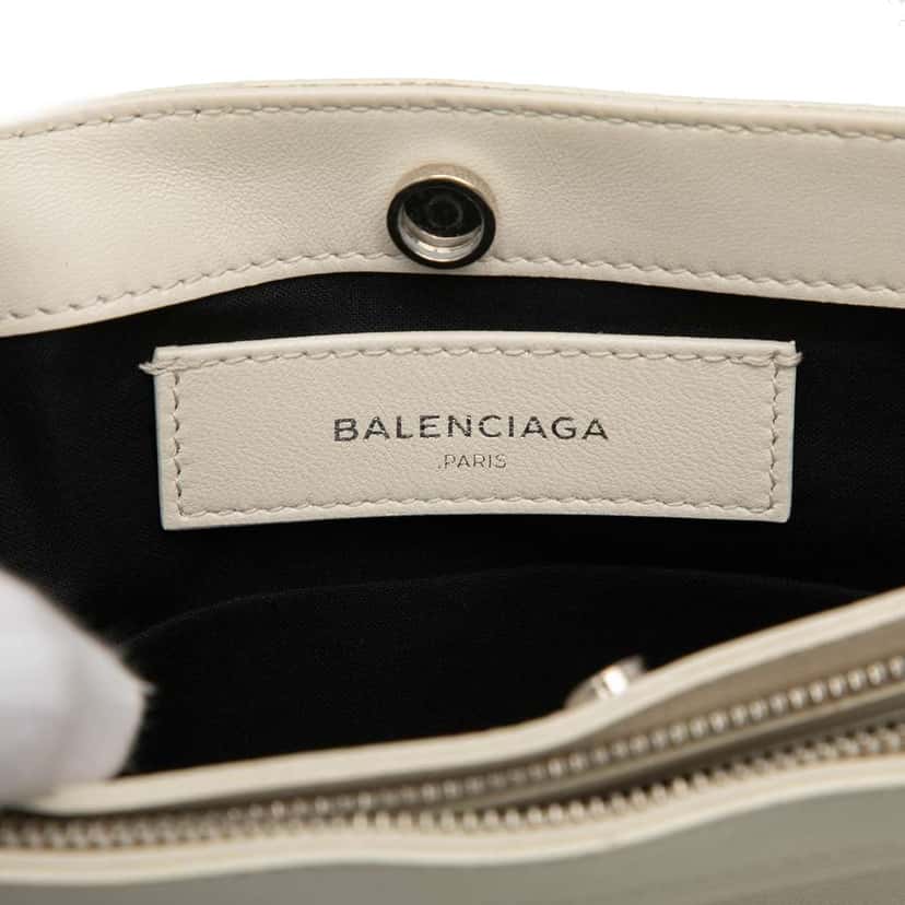 Balenciaga Leather Perforated Logo Navy Pochette Crossbody White Leather Very good condition - Box View
