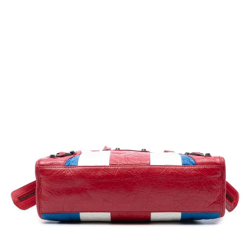 Balenciaga Small Lambskin Motocross Classic Striped City Satchel Red Leather Good condition - Inside View