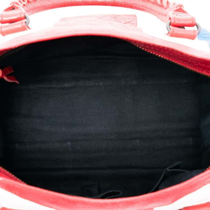 Balenciaga Small Lambskin Motocross Classic Striped City Satchel Red Leather Good condition - Model View