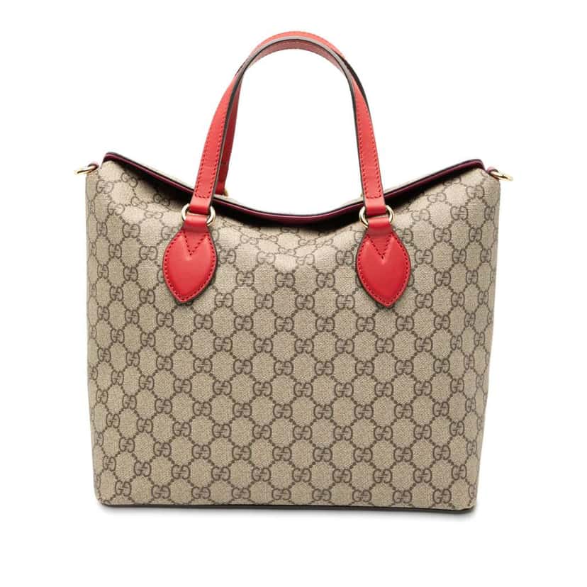 Gucci GG Supreme Linea A Foldover Tote Brown Canvas Good condition - Front View