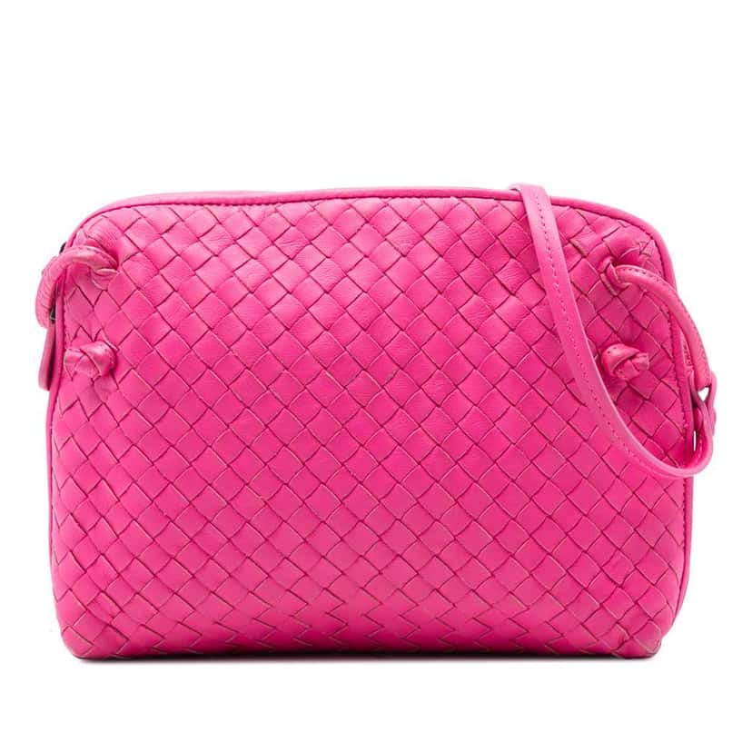 Bottega Veneta Nappa Intrecciato Nodini Crossbody Pink Leather Very good condition - Front View