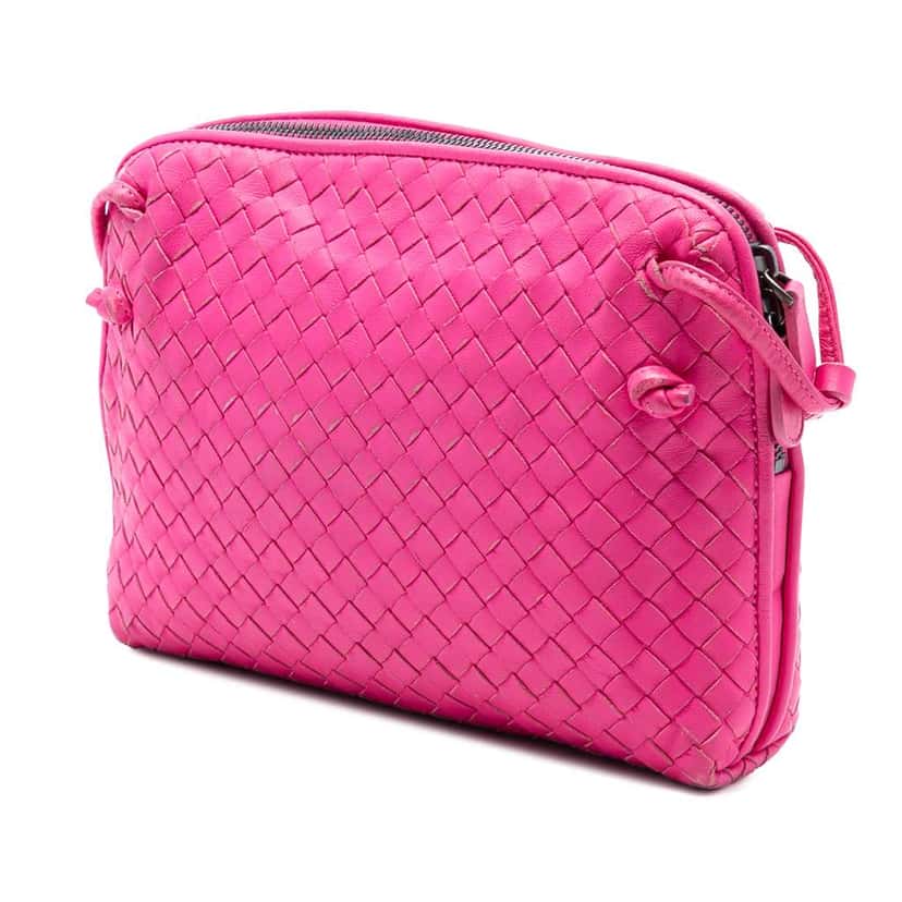 Bottega Veneta Nappa Intrecciato Nodini Crossbody Pink Leather Very good condition - Back View