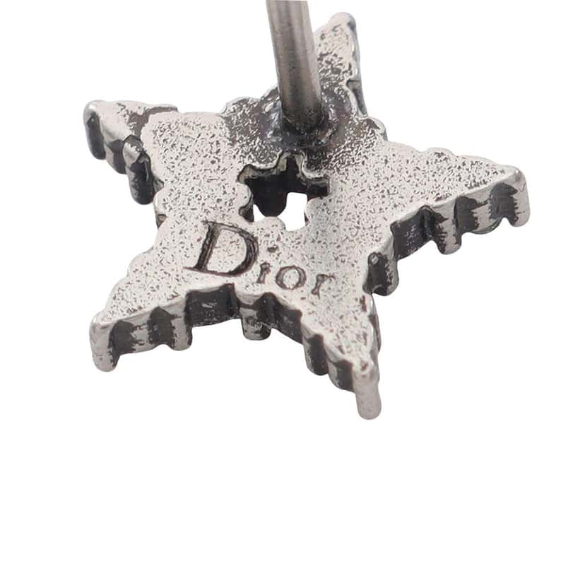 Dior Stainless Steel Multicolor Rhinestone Star and CD Logo Earrings Silver Stainless steel Good condition - Inside View