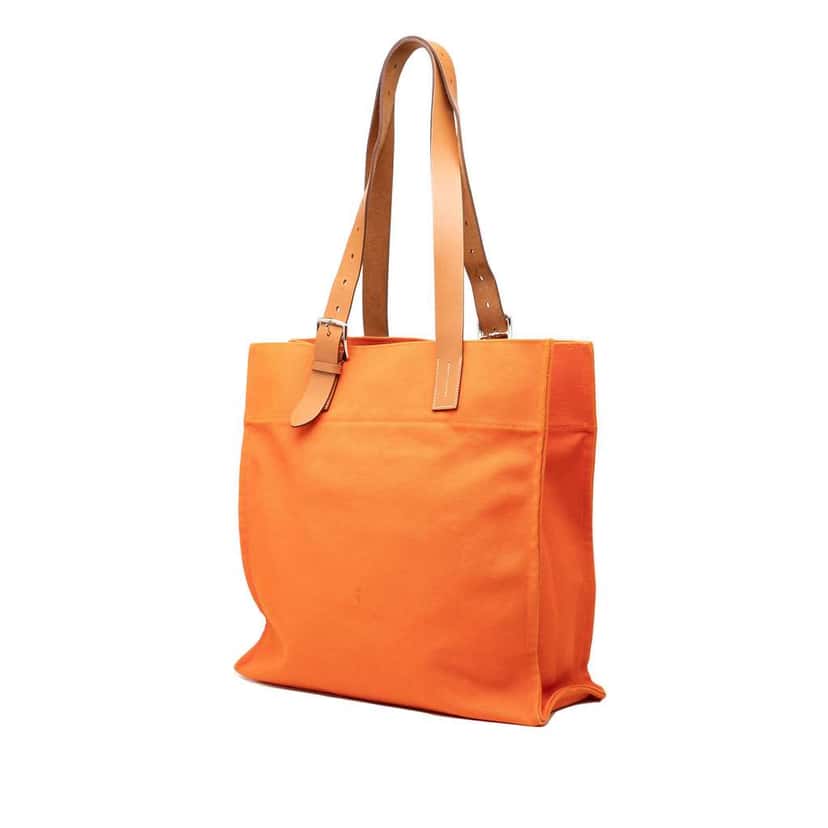 Hermès Toile Etriviere Shopping Tote Orange Canvas Good condition - Back View