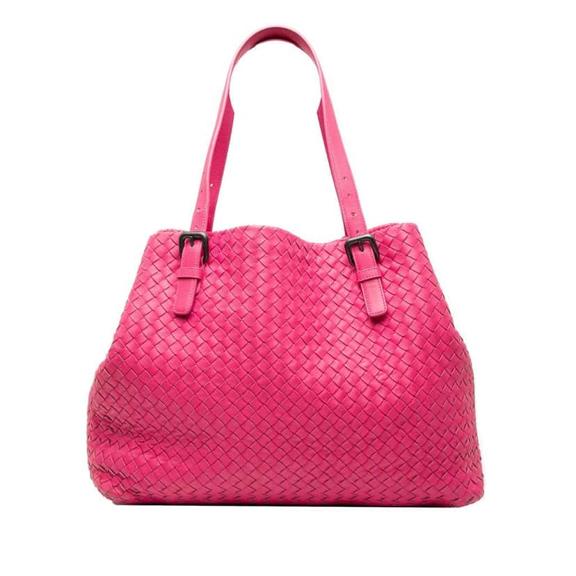Bottega Veneta Large Nappa Intrecciato Cesta Tote Pink Leather Good condition - Front View