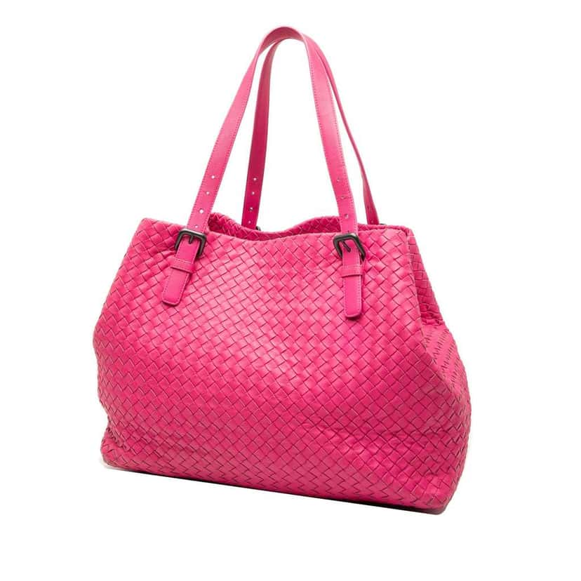 Bottega Veneta Large Nappa Intrecciato Cesta Tote Pink Leather Good condition - Back View