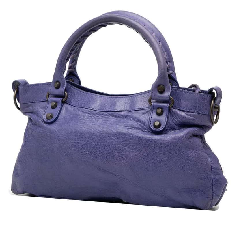 Balenciaga Lambskin Motocross Classic First Satchel Purple Leather Good condition - Back View