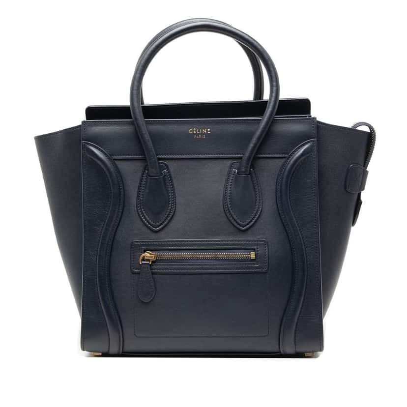 Celine Micro Leather Luggage Tote Blue Leather Good condition - Front View