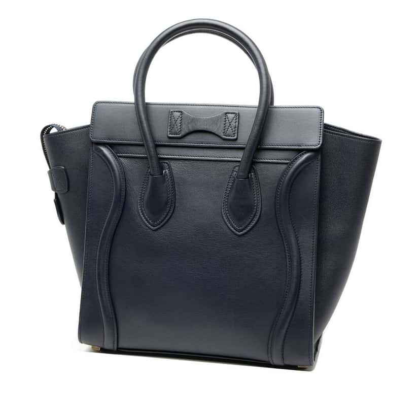 Celine Micro Leather Luggage Tote Blue Leather Good condition - Back View