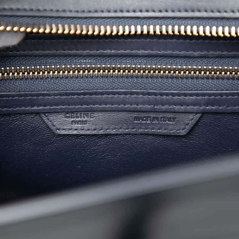 Celine Micro Leather Luggage Tote Blue Leather Good condition - Box View