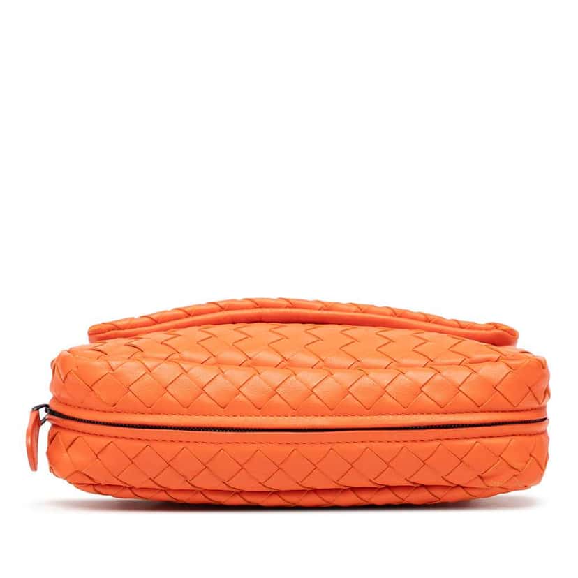 Bottega Veneta Mini Nappa Intrecciato Expandable Chain Flap Crossbody Orange Leather Very good condition - Inside View