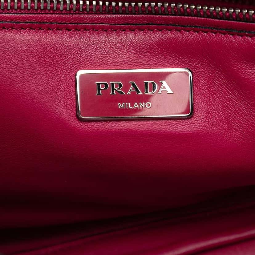 Prada Small Scamosciato Twin Pocket Satchel Pink Leather Very good condition - Box View