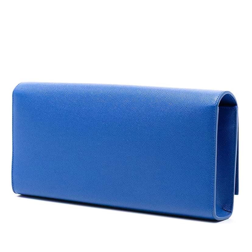 Saint Laurent Grain De Poudre Monogram Cassandre Clutch Blue Leather Good condition - Back View