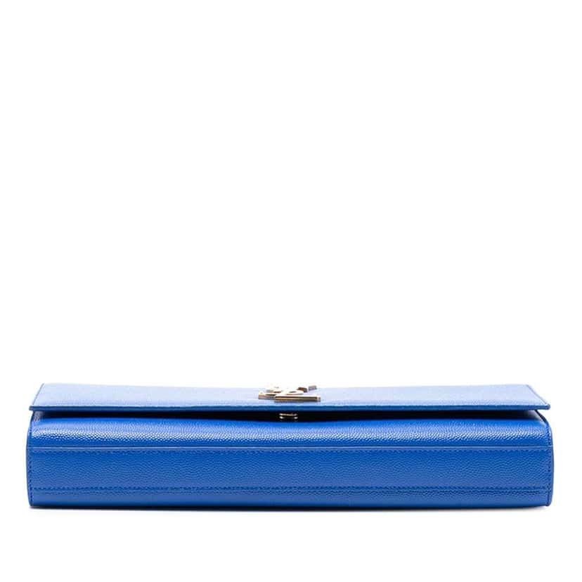 Saint Laurent Grain De Poudre Monogram Cassandre Clutch Blue Leather Good condition - Inside View