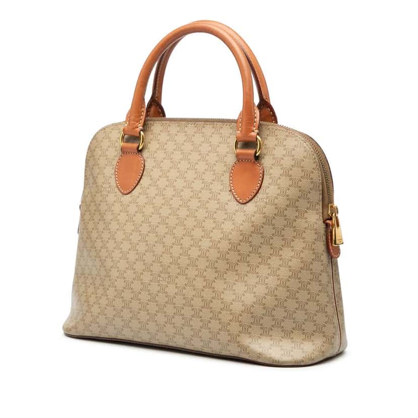 Celine Macadam Coated Canvas Dome Satchel Brown Canvas Good condition - Back View
