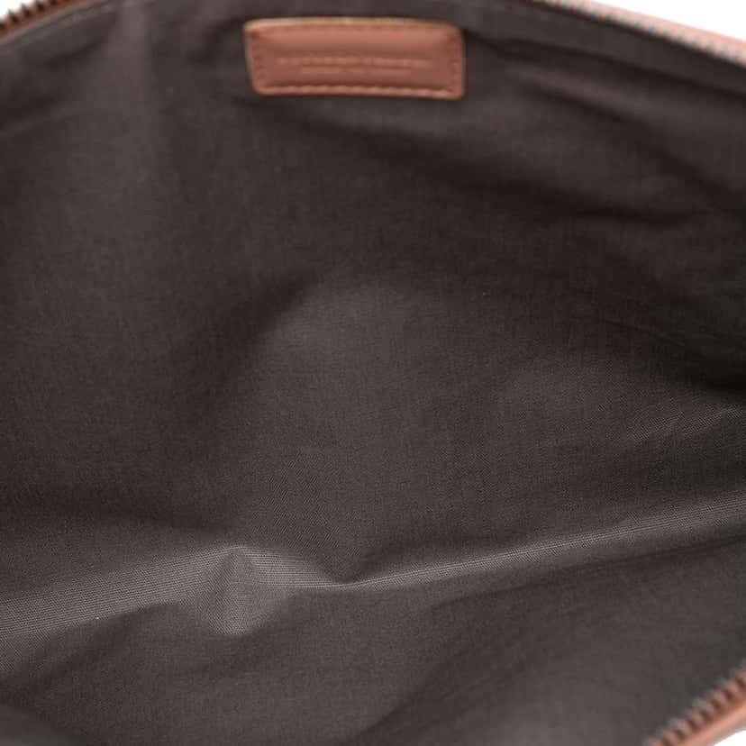 Bottega Veneta Nappa Intrecciato Zip Wristlet Pouch Brown Leather Good condition - Model View