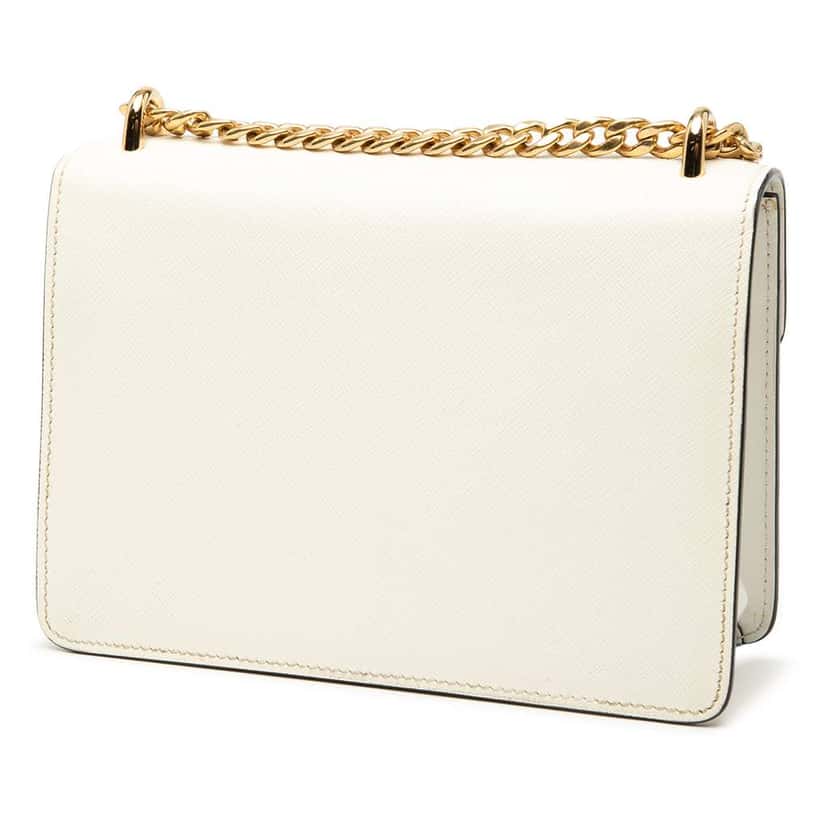 Prada Saffiano Lux Envelope Chain Flap White Leather Good condition - Back View
