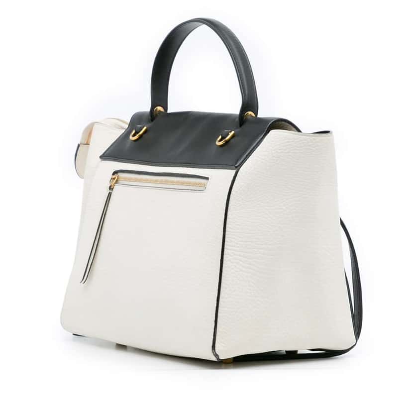 Celine Mini Bicolor Leather Belt Satchel White Leather Good condition - Back View