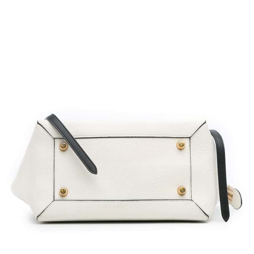 Celine Mini Bicolor Leather Belt Satchel White Leather Good condition - Inside View