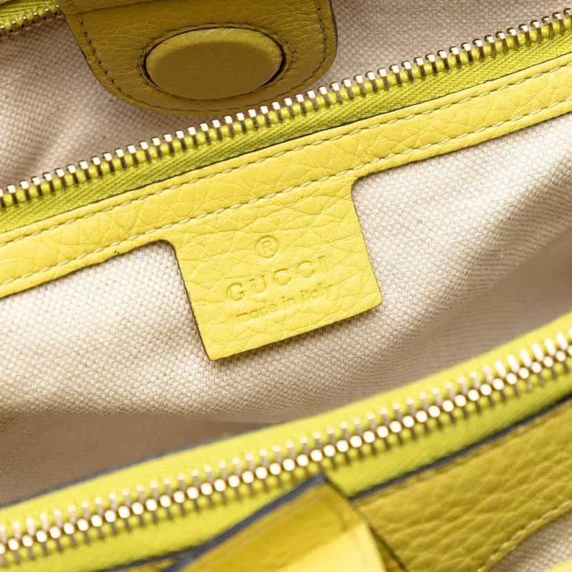 Gucci Large Calfskin Bamboo Shopper Satchel Yellow Leather Good condition - Box View