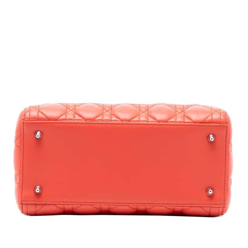 Dior Medium Lambskin Cannage Lady Dior Orange Leather Very good condition - Inside View