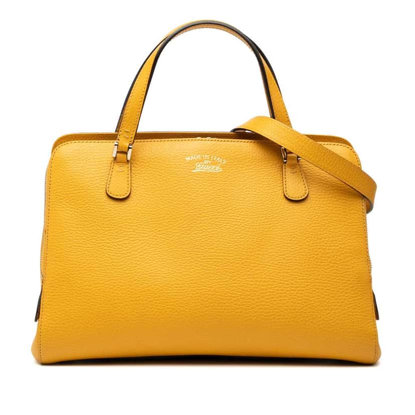 Gucci Calfskin Swing Top Handle Satchel Yellow Leather Good condition - Front View