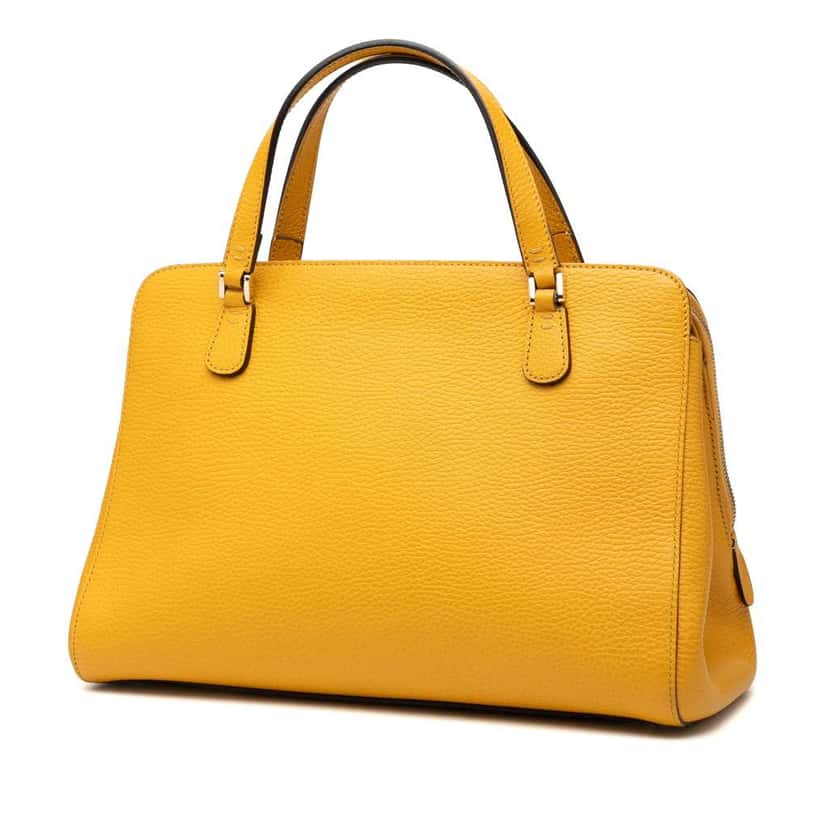 Gucci Calfskin Swing Top Handle Satchel Yellow Leather Good condition - Back View