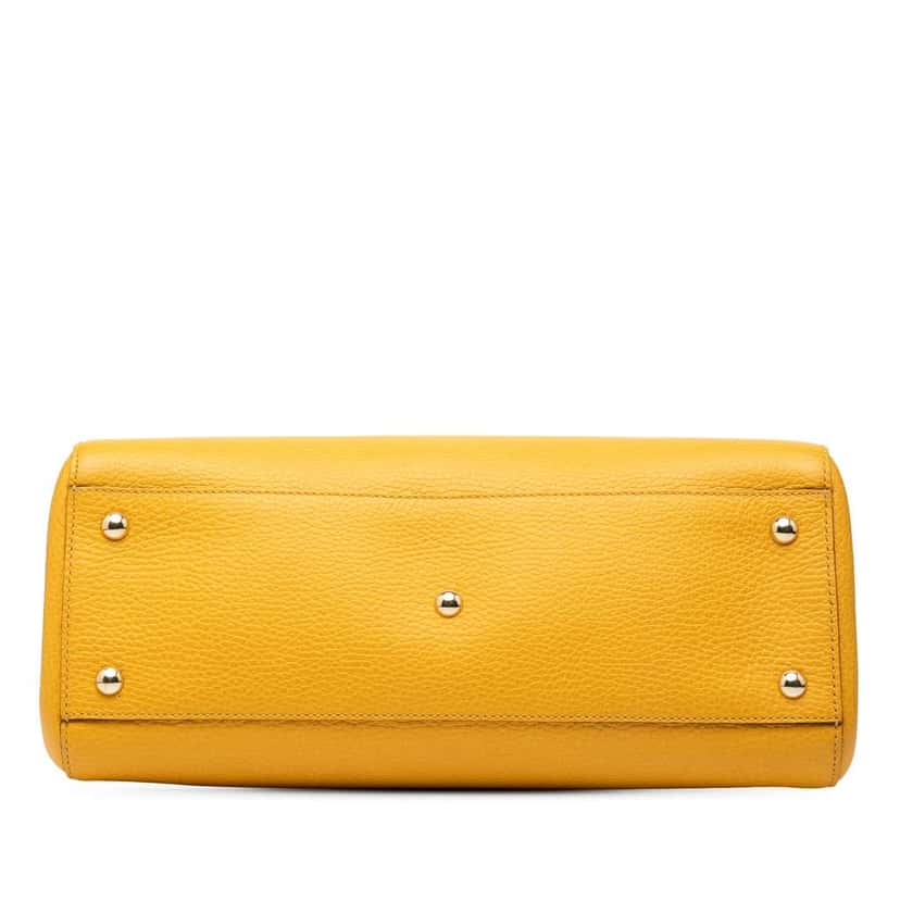Gucci Calfskin Swing Top Handle Satchel Yellow Leather Good condition - Inside View