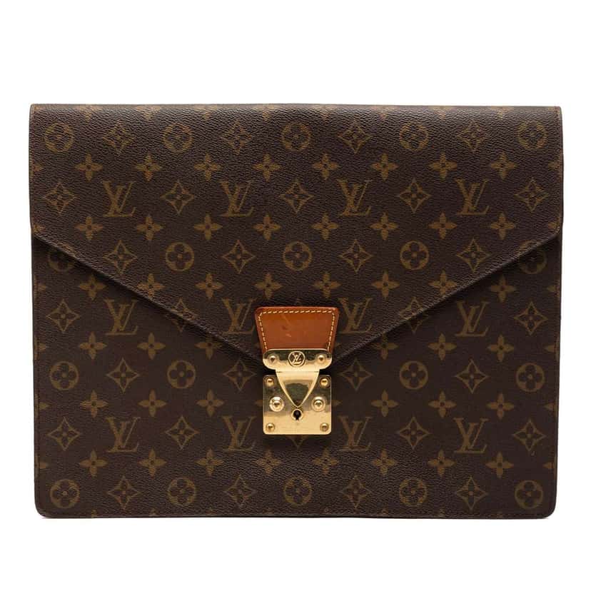 Louis Vuitton Monogram Porte Documents Senateur Brown Fair condition - Front View