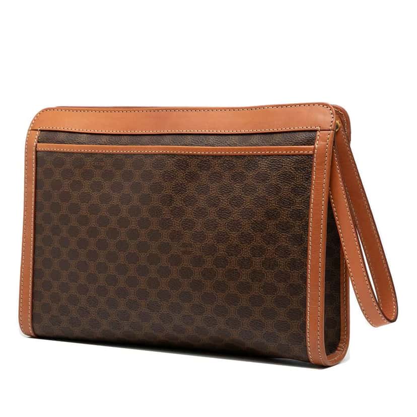 Celine Macadam Coated Canvas Clutch Brown Canvas Good condition - Back View