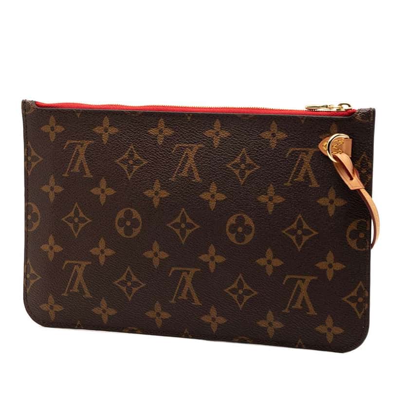 Louis Vuitton Monogram Neverfull Pouch MM Brown Good condition - Back View