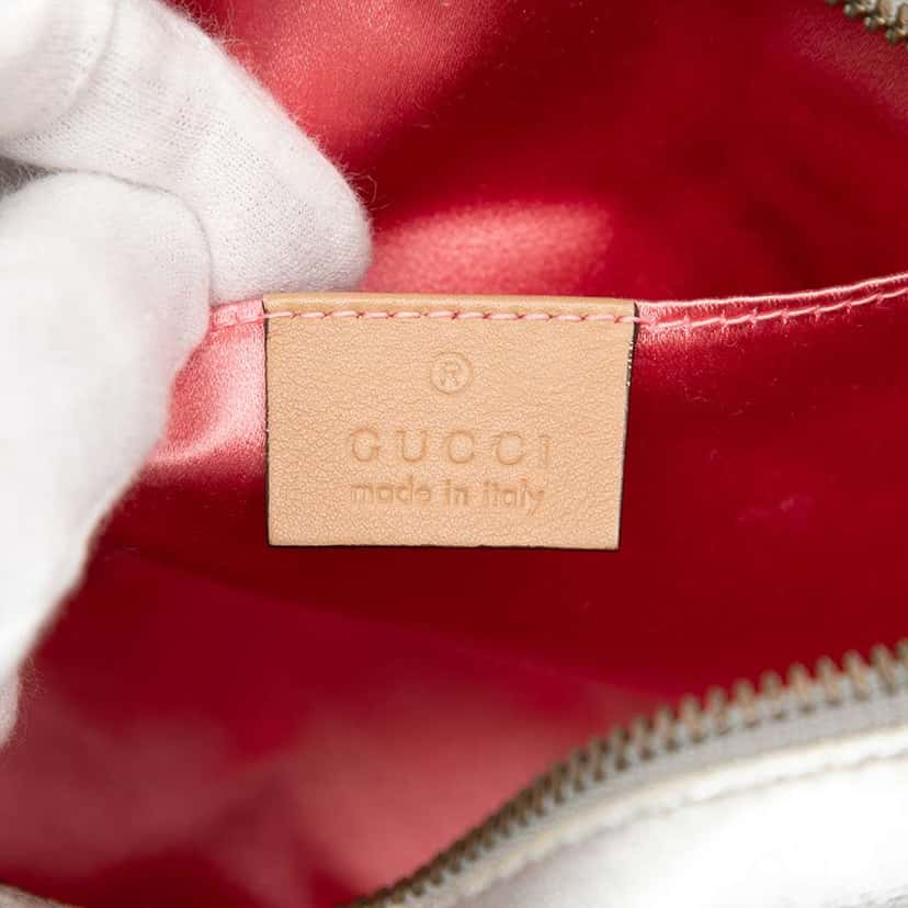 Gucci Small GG Marmont Pearl Studded Matelasse Leather Aria Crossbody Silver Leather Very good condition - Box View