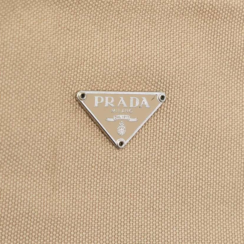 Prada Cinghiale Trimmed Canapa Tote Brown Canvas Very good condition - Box View