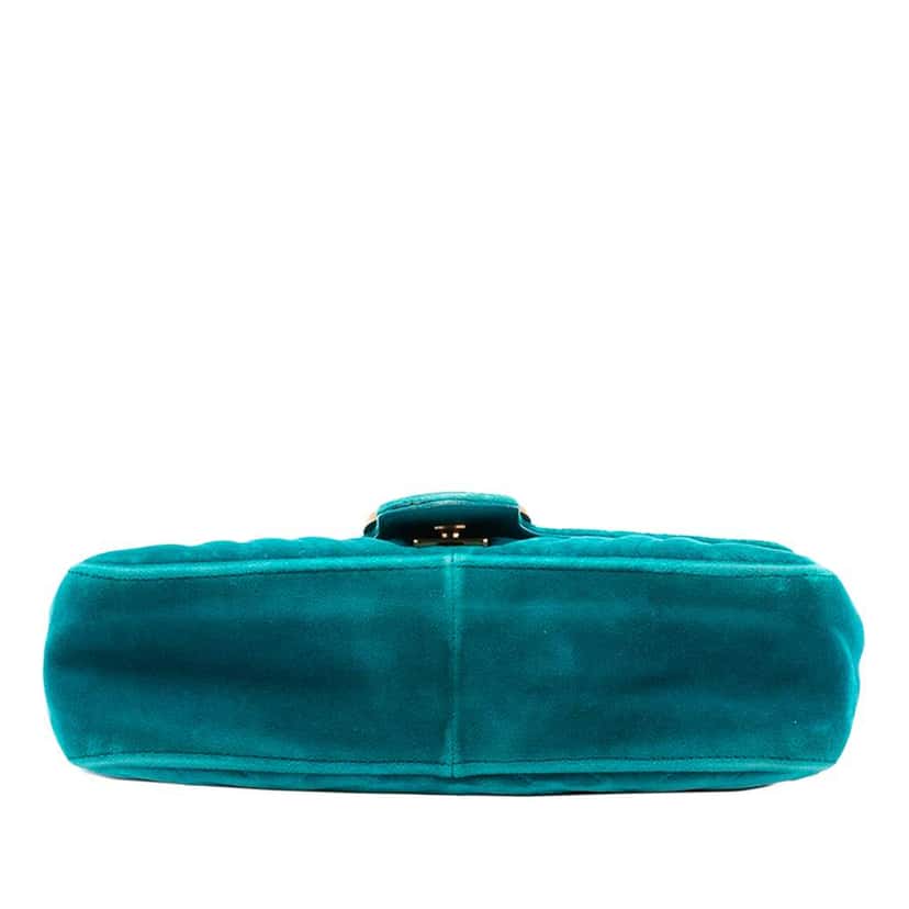 Gucci Medium GG Marmont Matelasse Velvet Shoulder Bag Blue Velvet Good condition - Inside View
