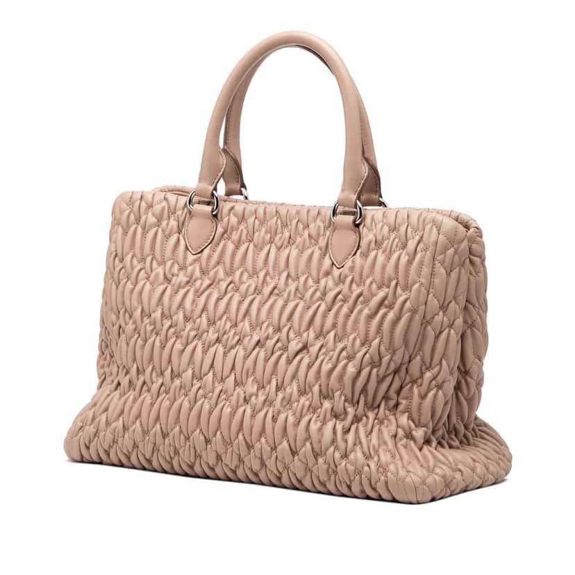 Miu Miu Matelasse Nappa Crystal Satchel Brown Leather Good condition - Back View