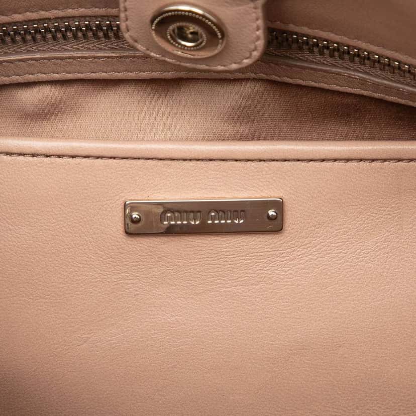 Miu Miu Matelasse Nappa Crystal Satchel Brown Leather Good condition - Box View