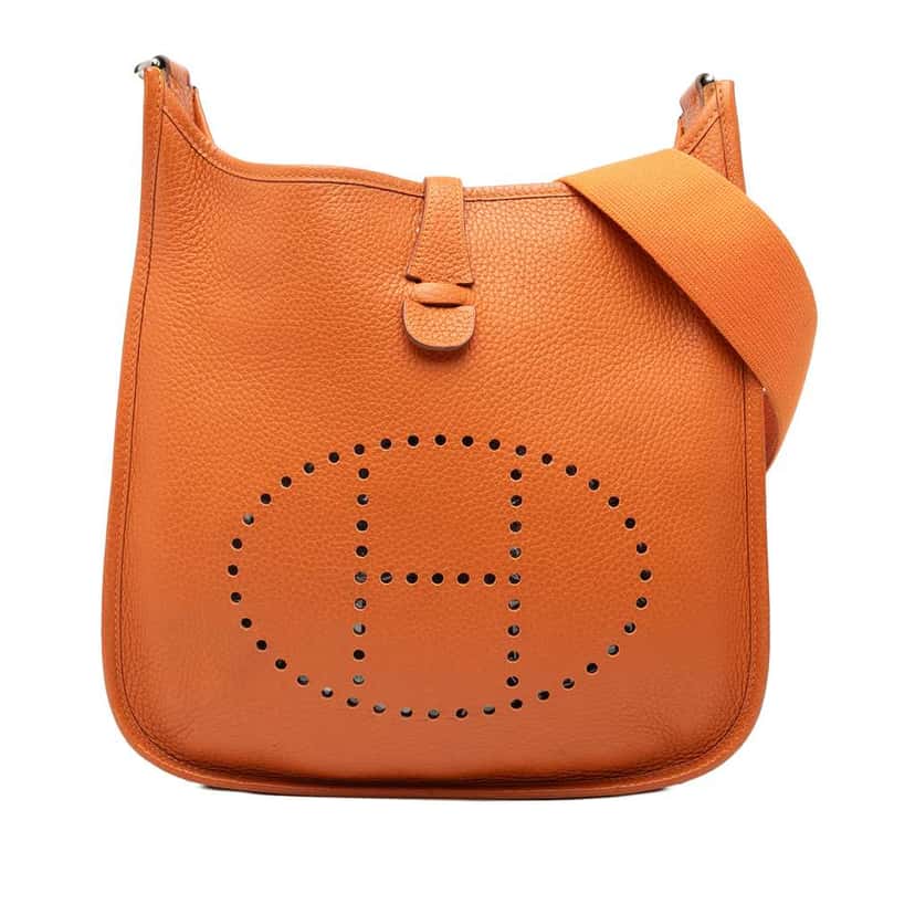 Hermès Clemence Evelyne III PM Orange Leather Good condition - Front View