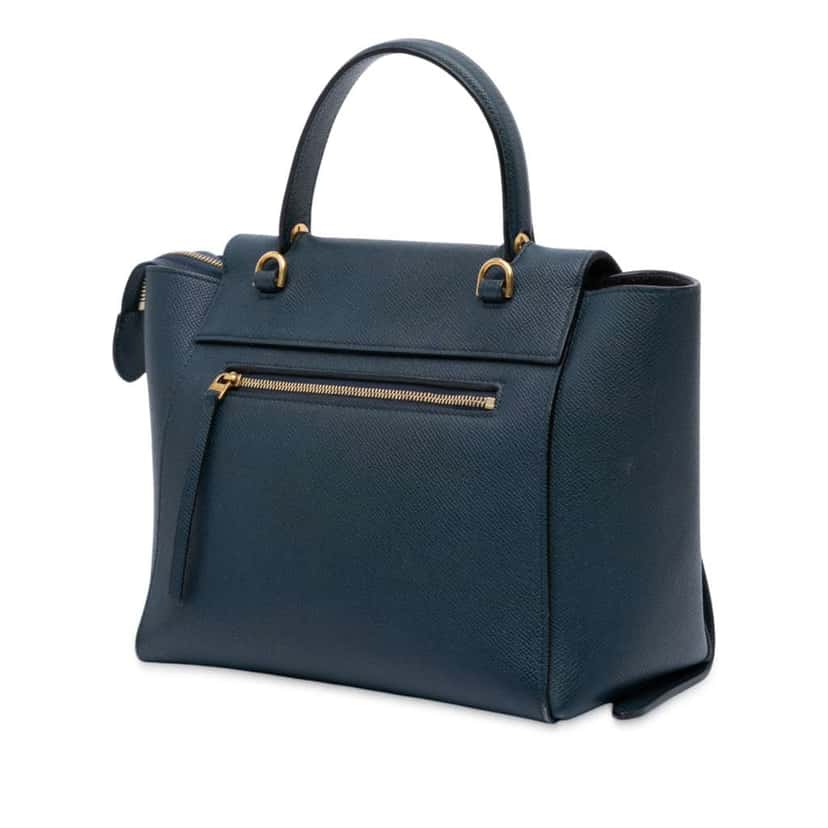 Celine Mini Grained Calfskin Belt Bag Blue Leather Good condition - Back View