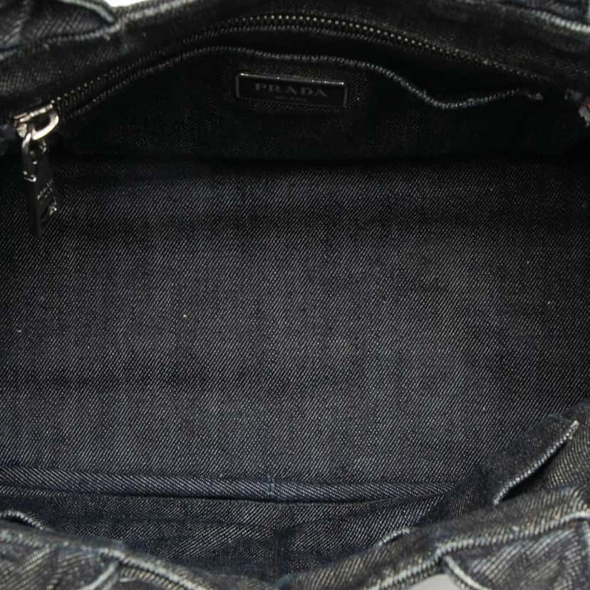 Prada Small Denim Canapa Bijoux and Grommet Satchel Blue Denim Good condition - Model View