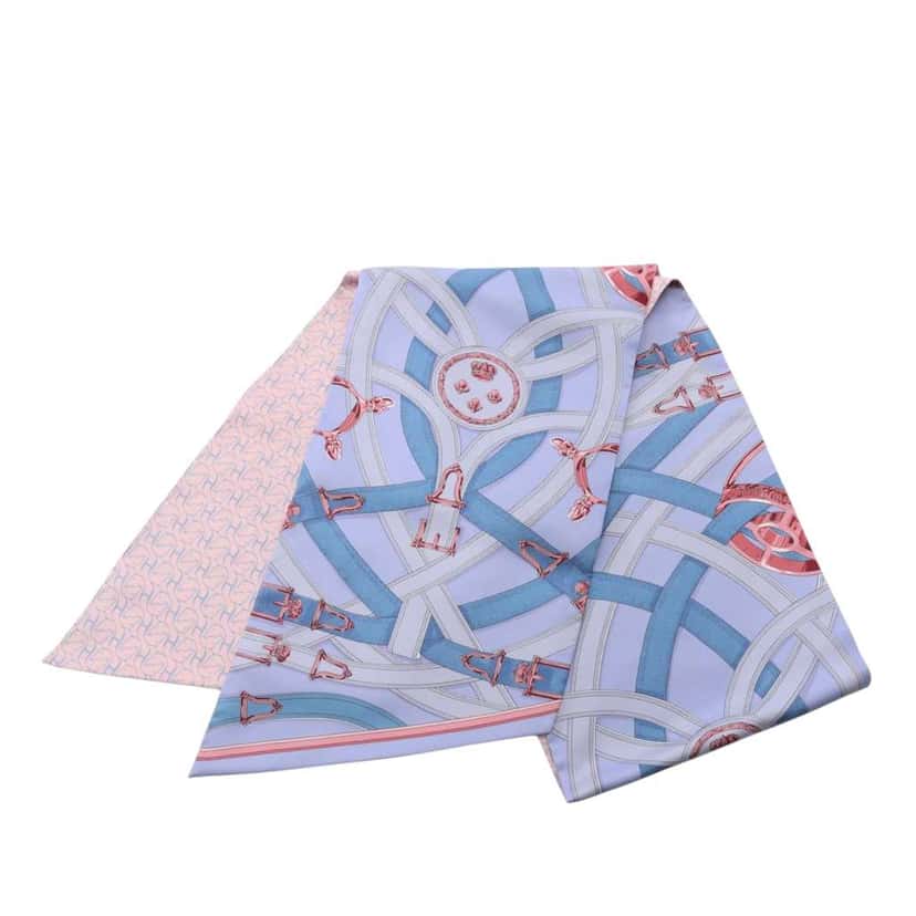 Hermès Maxi Cavalcadour a Cheval Silk Twilly Scarf Purple Silk Very good condition - Front View