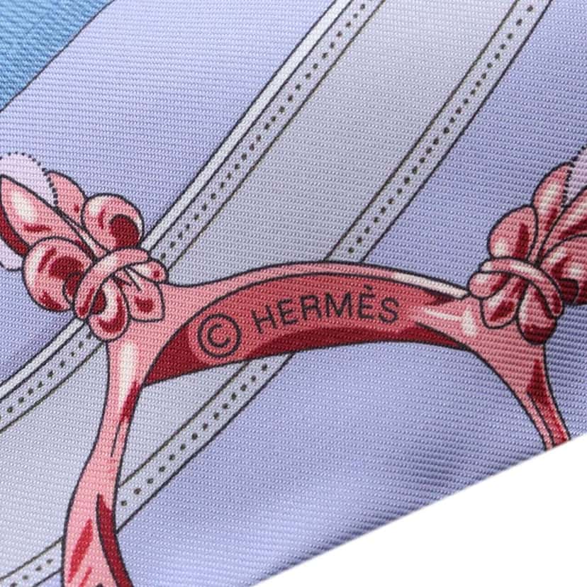 Hermès Maxi Cavalcadour a Cheval Silk Twilly Scarf Purple Silk Very good condition - Inside View