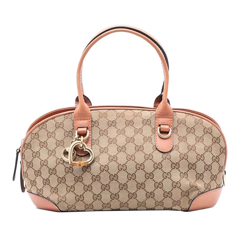 Gucci GG Canvas Heart Bit Satchel Brown Canvas Good condition - Front View