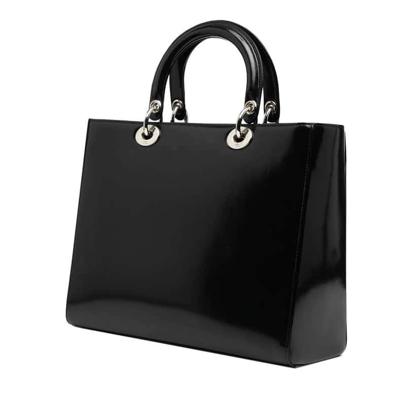 Dior Large Patent Lady Dior Black Leather Good condition - Back View