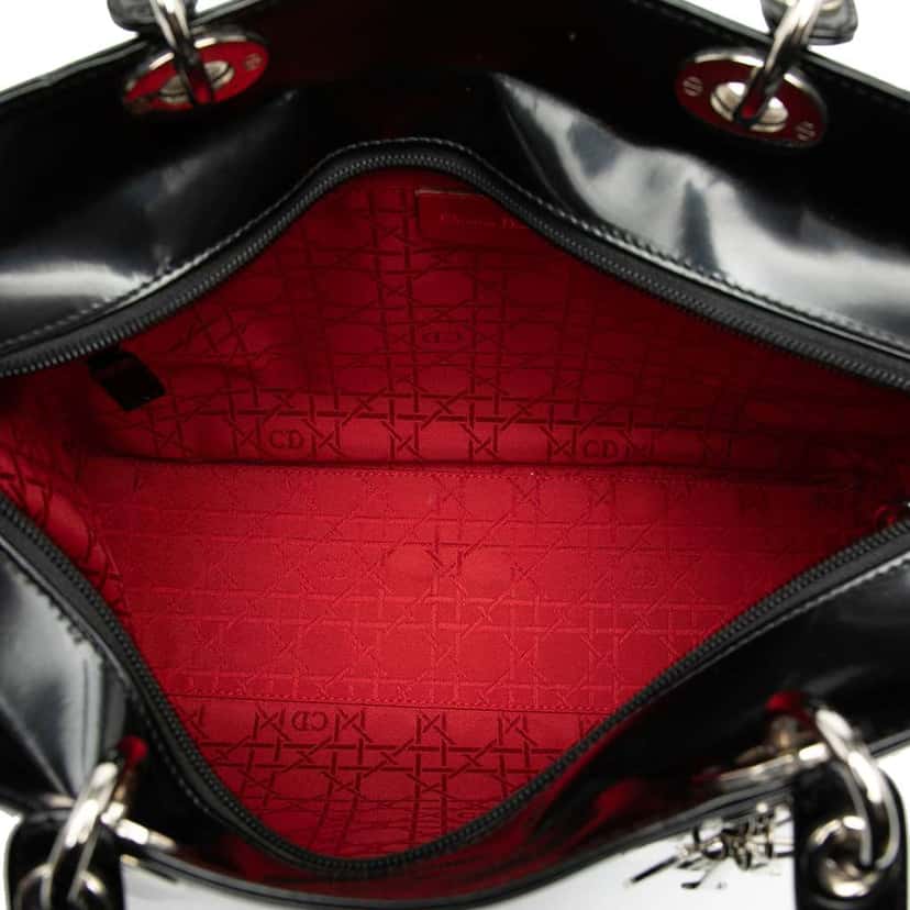 Dior Large Patent Lady Dior Black Leather Good condition - Model View